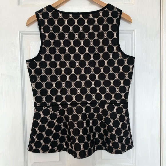 Anthropologie - Western Wear lace polka dot peplum top, tan and black, medium - Picture 3 of 7